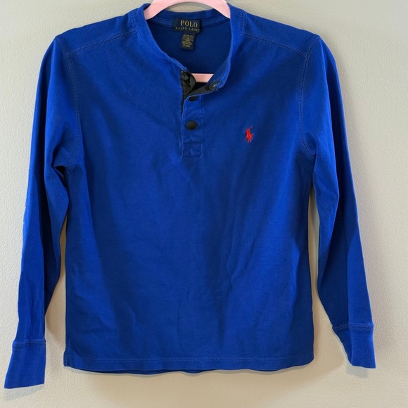 Polo Ralph Lauren Other - Polo Ralph Lauren Boys Royal Blue Henley Shirt Long Sleeve Elbow Patches M 10-12